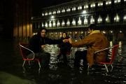Flooded Venice by night