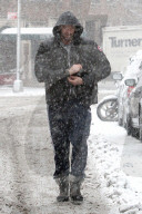 Hugh Jackman gets caught up in the snow