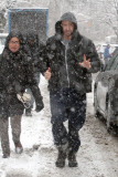 Hugh Jackman gets caught up in the snow