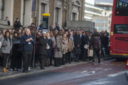 Commuters struggle to get to work during a strike by members of the RMT & TSSA trade unions in London