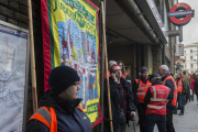 Picketline at London Bridge Station during RMT & TSSA trade unions strike in London