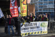Picketline at London Bridge Station during RMT & TSSA trade unions strike in London
