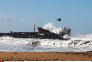 Anglet Spanish freighter Luno hits the breakwater and is split in half near Bayonne