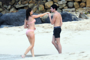 Stephanie Seymour And Kids On The Beach In St. Barts (USA AND OZ ONLY) 