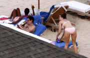 Stephanie Seymour And Kids On The Beach In St. Barts (USA AND OZ ONLY) 