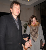 Milla Jovovich and family at Scott's restaurant, London, Britain - 10 Feb 2014