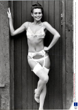 Underwear Set Consisting Of A Bra Knickers Suspender Belt And Stockings From 1980 Modelled By Sally Nicholson. Brassiere