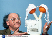 BALL COCK BRA WARMER WITH INVENTOR JOHN WARD
