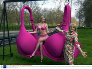 Joanna Lumley And Model Ami Veevers Chorlton Help Marks And Spencer In The Search For The Perfect Bra In A Massive Bra Swing On Park Lane
