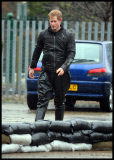 Prince William and Harry put snadbags out in the floods