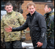 Prince William and Harry put snadbags out in the floods