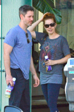 Amy Adams and Darren Le Gallo flee the workout zone