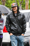 Kevin Federline braves the L.A. rain to have lunch with kids and friends