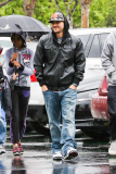 Kevin Federline braves the L.A. rain to have lunch with kids and friends