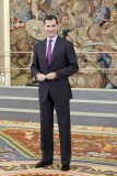 The Prince of Asturias Felipe de Borbon in several hearings in Zarzuela Palace