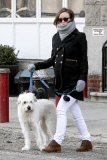 Olivia Wilde gets bundled up to walk Paco