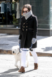 Olivia Wilde gets bundled up to walk Paco
