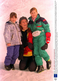 Duchess:verbier Switzerland 16feb98 - Sarah Ferguson Britain's Duchess Of York And Her Daughters Eugenie (r) And Beatrice Pose For Photographers Prior To Going Skiing On The Slopes Near The Swiss Resort Of Verbier February 16. Using Only One Ski Sti