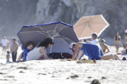 Minnie Driver and Henry have a day at the beach with friends