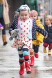 Marion Broderick takes a new stuffed friend to school