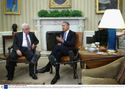 Barack Obama meets Palestinian President Mahmoud Abbas at the White House, Washington D.C., America - 17 Mar 2014