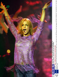 Denise Van Outen with Ricky Martin performing his single "Livin La Vida Loca" at the 1999 Record of the Year Awards.