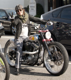 Steven Tyler Rides His Motorcycle To Lunch 