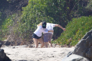*EXCLUSIVE* Kate Hudson and Matthew Bellamy play beach soccer with Ryder **NO WEB, MUST CALL FOR PRICING**