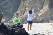 *EXCLUSIVE* Kate Hudson and Matthew Bellamy play beach soccer with Ryder **NO WEB, MUST CALL FOR PRICING**