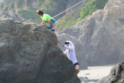 *EXCLUSIVE* Kate Hudson and Matthew Bellamy play beach soccer with Ryder **NO WEB, MUST CALL FOR PRICING**