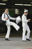 The boys from 'Glee' film a vintage Navy scene in LA