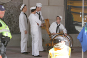 The boys from 'Glee' film a vintage Navy scene in LA