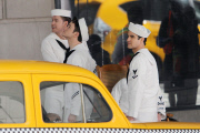 The boys from 'Glee' film a vintage Navy scene in LA