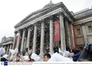 International Pillow Fight Day in Trafalgar Square, London, Britain - 05 Apr 2014