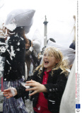 International Pillow Fight Day in Trafalgar Square, London, Britain - 05 Apr 2014