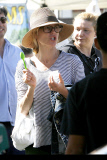 Julie Bowen gets a taste of some Shaved Ice at the Farmers Market