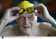 99-year-old thought to be Britain's oldest swimmer, Godalming, Surrey, Britain - 17 Mar 2014