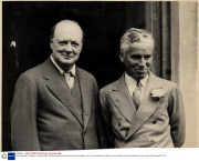 Prime Minister Sir Winston Churchill With Charlie Chaplin At A House Party At Chartwell In 1931.