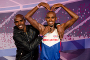 Mo Farah unveils two wax figures at Madame Tussauds London