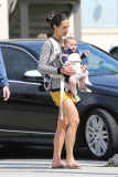*EXCLUSIVE* Jordana Brewster takes baby Julian for a walk