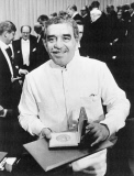 Writer Gabriel Garcia Marquez Holding Nobel Prize Medal
