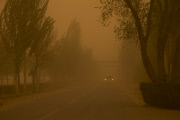 Sand Storm Sweeps Dunhuang Visibility Insufficient 50 Meters