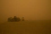 Sand Storm Sweeps Dunhuang Visibility Insufficient 50 Meters