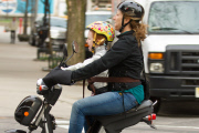 Edie Falco Taking Daughter Macy to School on her Moped