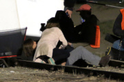 *EXCLUSIVE* Jennifer Aniston and Anna Kendrick film intense scene laying on railroad tracks