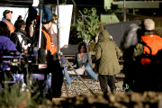 *EXCLUSIVE* Jennifer Aniston spends a night out on the Train Tracks for "Cake"