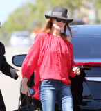 Carla Bruni-Sarkozy stops by a guitar shop