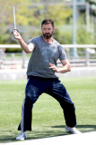 Hugh Jackman shows off his Swordsmanship in NYC