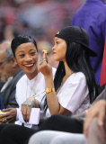 Rihanna enjoys the Clippers vs Thunder game court side