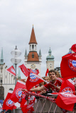 DFB-Pokal: Bayern München feiert Pokalsieg auf dem Marienplatz in München 